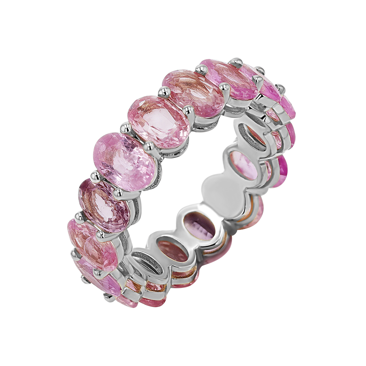 Genuine Pink Sapphire Oval Eternity Band