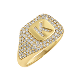 Diamond Pave Initial Signet Ring