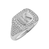 Diamond Pave Initial Signet Ring