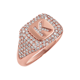 Diamond Pave Initial Signet Ring