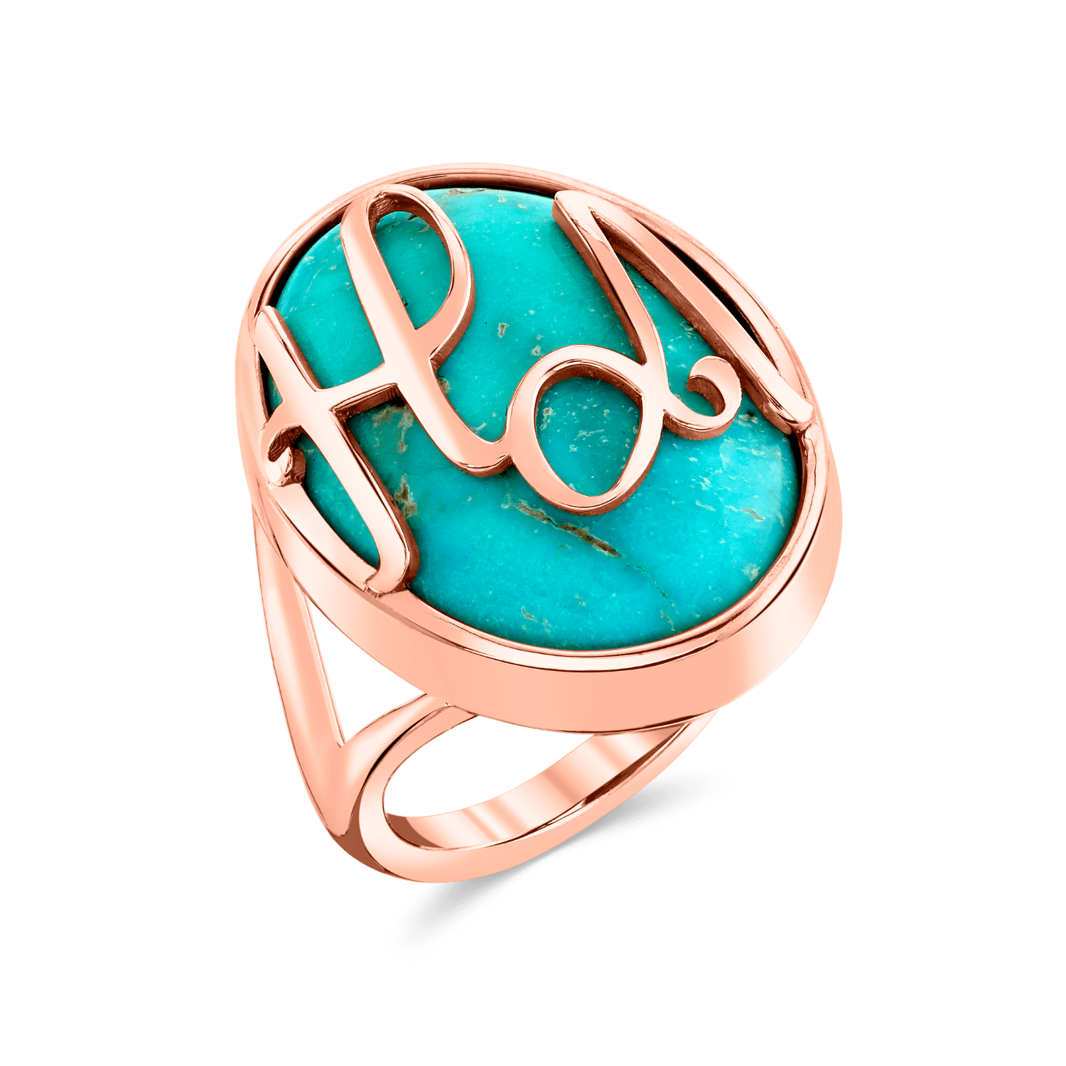 Turquoise Heirloom Initial Ring
