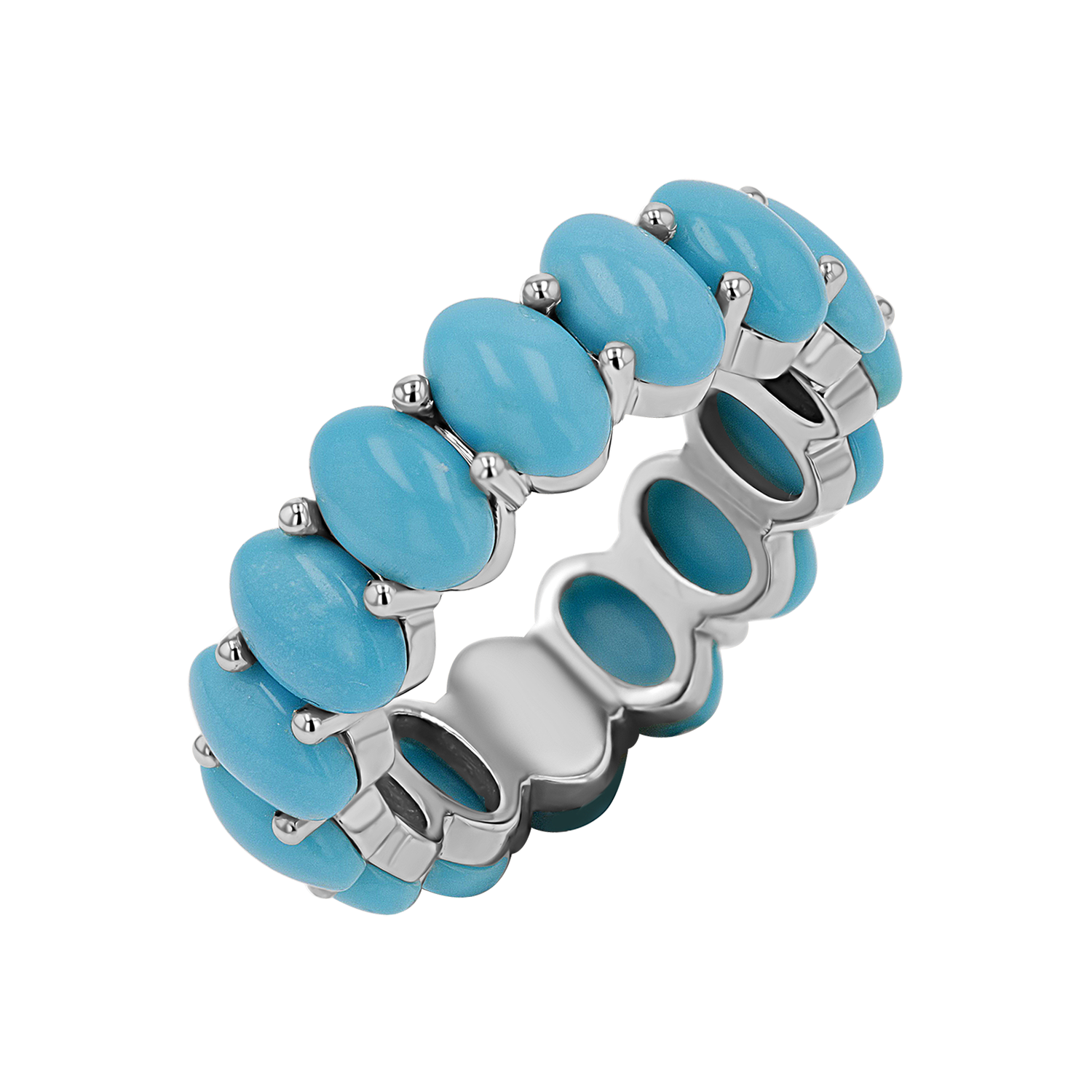 Genuine Turquoise Oval Eternity Band