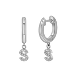 Diamond Initial Charm Drop Huggies