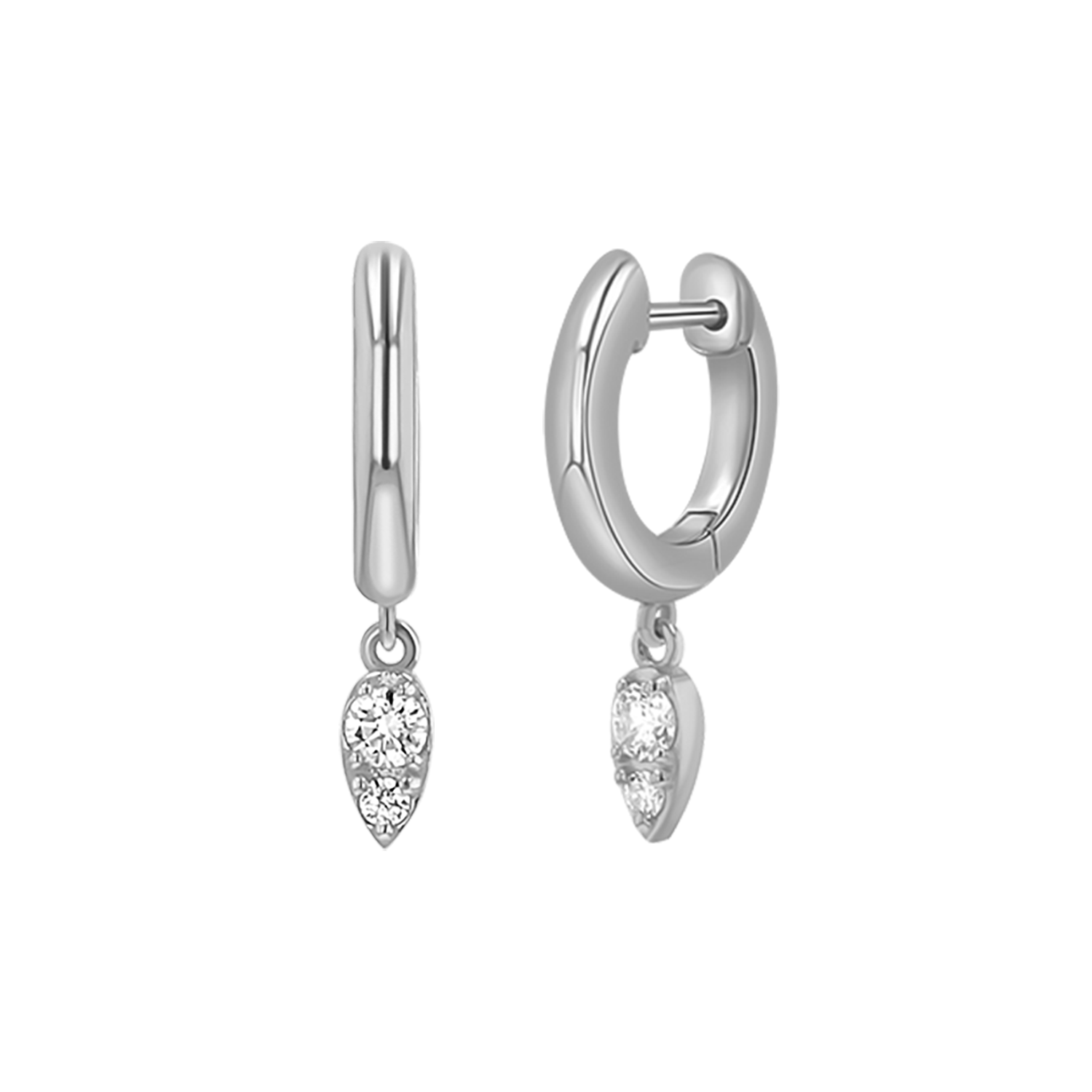 Pear Shaped Diamond Charm Drop Huggies