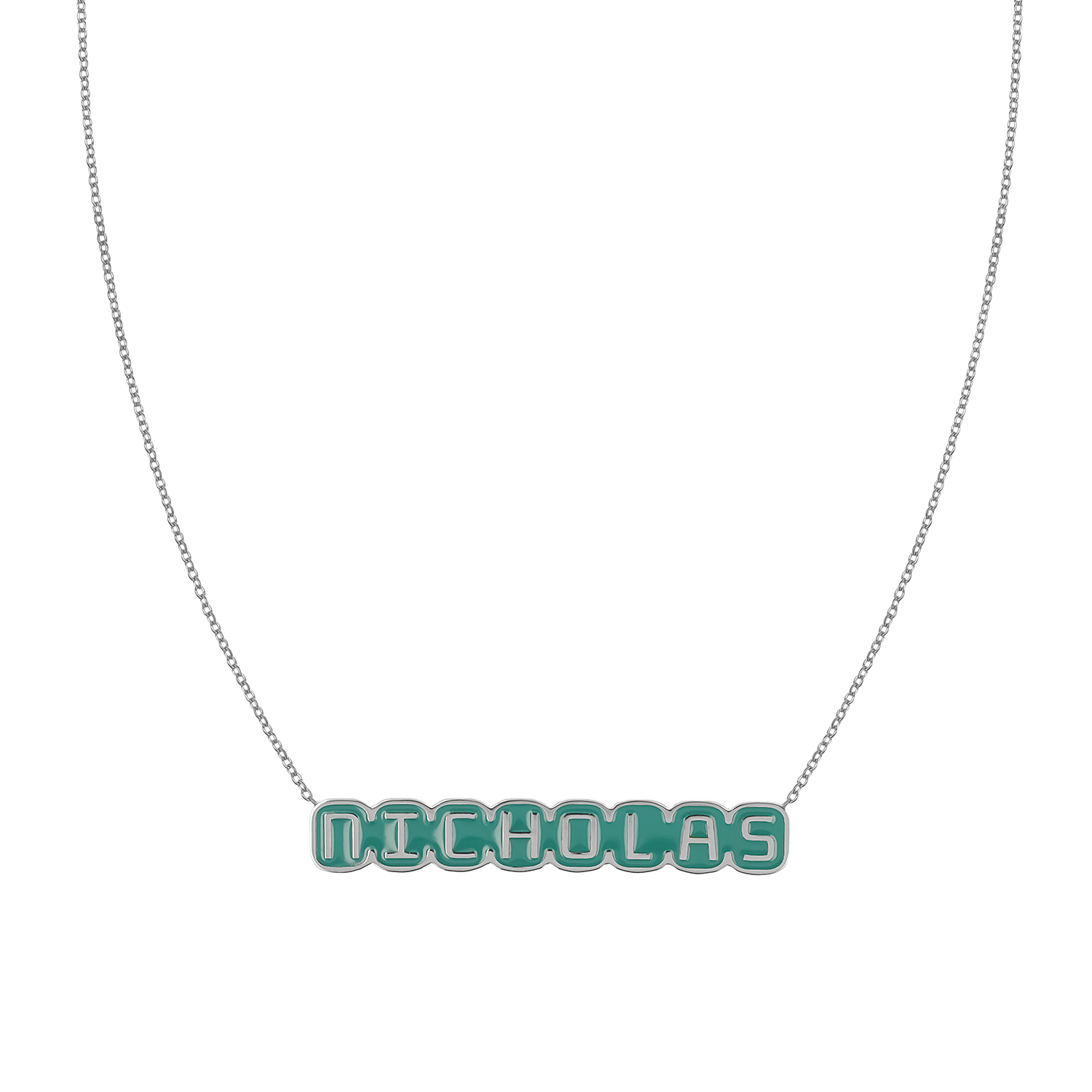 Retro Enamel Name Necklace