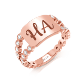 Bubble Diamond Bezel Signet Ring
