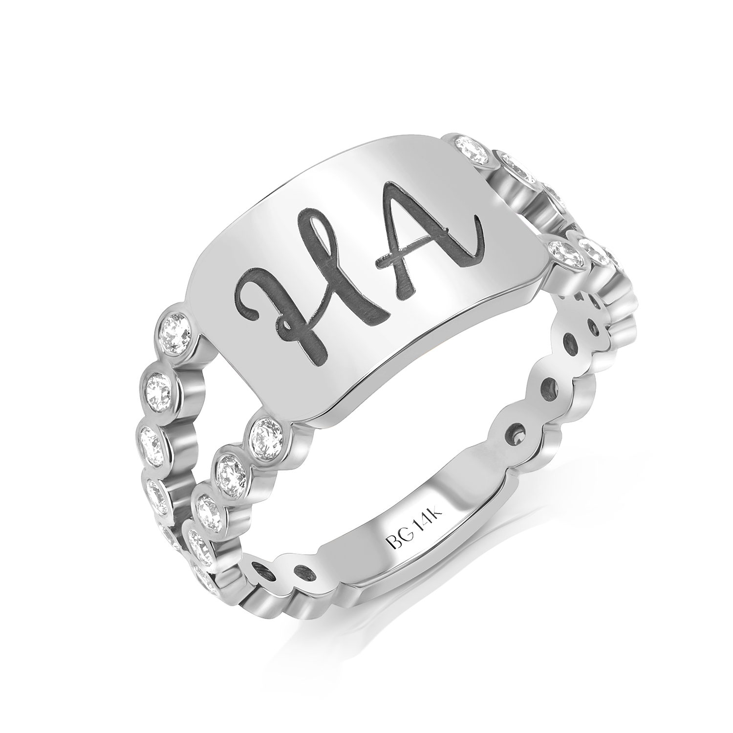 Bubble Diamond Bezel Signet Ring