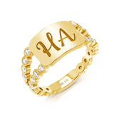 Bubble Diamond Bezel Signet Ring