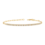 Diamond Tennis Bracelet Paper Clip Link