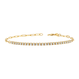 Kids Diamond Tennis Bracelet Paper Clip Link
