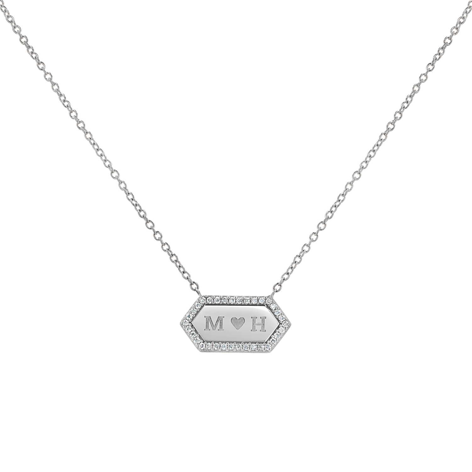 Diamond Hex Engravable Tag Necklace