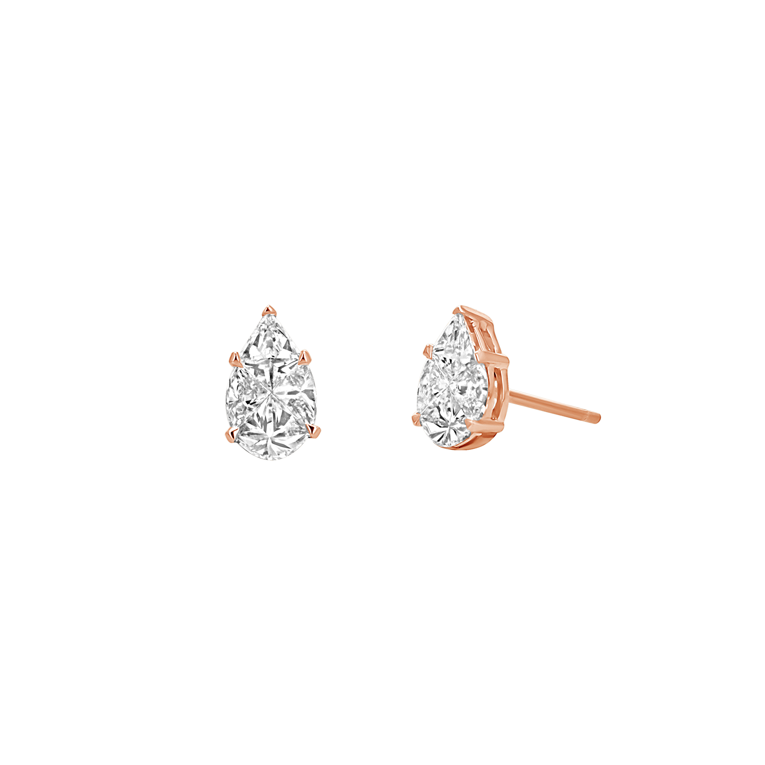 Pear Shape Illusion Set Diamond Stud Earrings