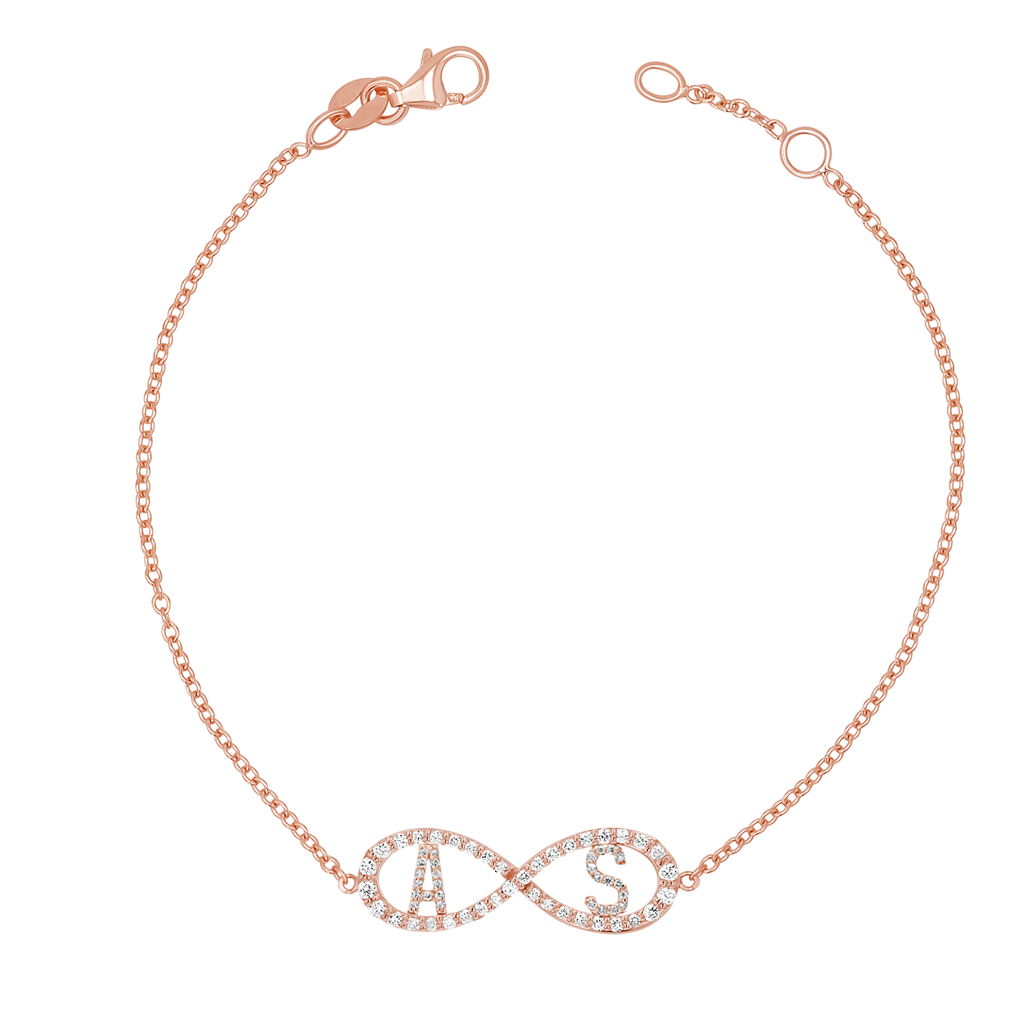 Diamond Infinity Letter Bracelet