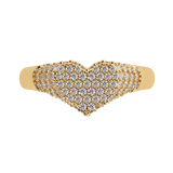 Diamond Heart Pave Signet Ring