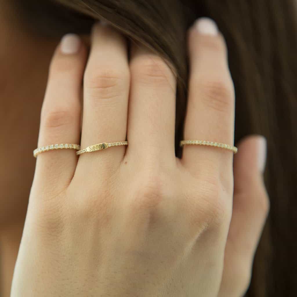 Kids Diamond U-Pave Engraved Ring