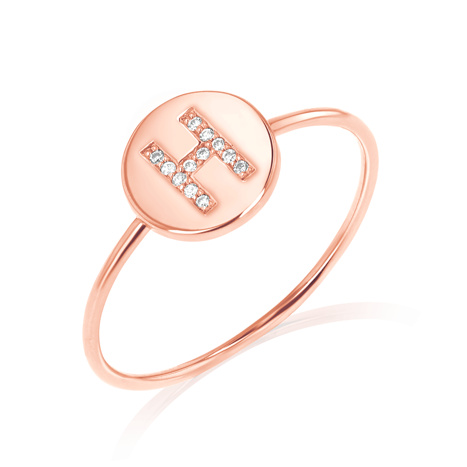 Diamond Initial Coin Ring