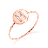 Diamond Initial Coin Ring