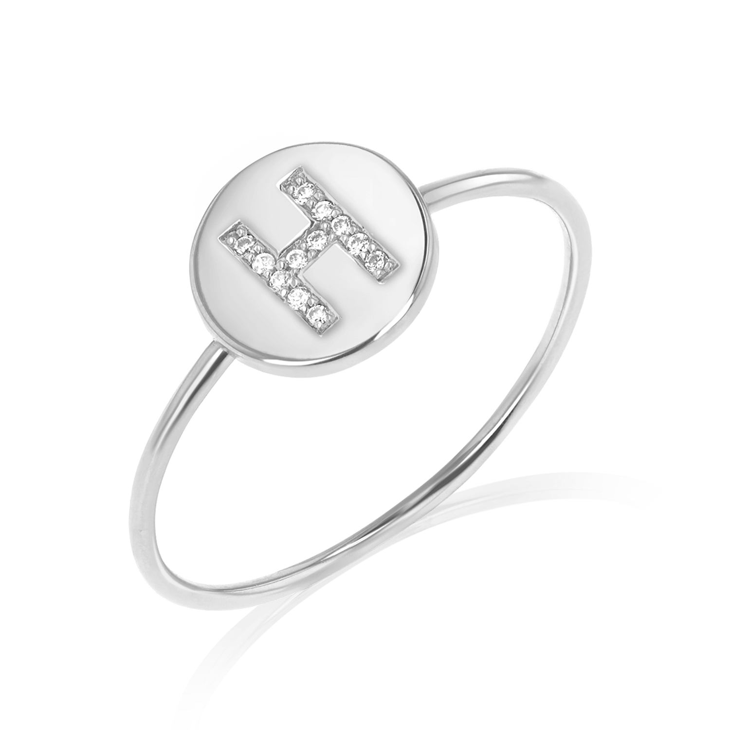 Diamond Initial Coin Ring