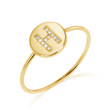 Diamond Initial Coin Ring