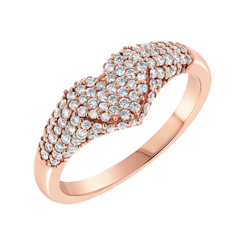 Diamond Heart Pave Signet Ring