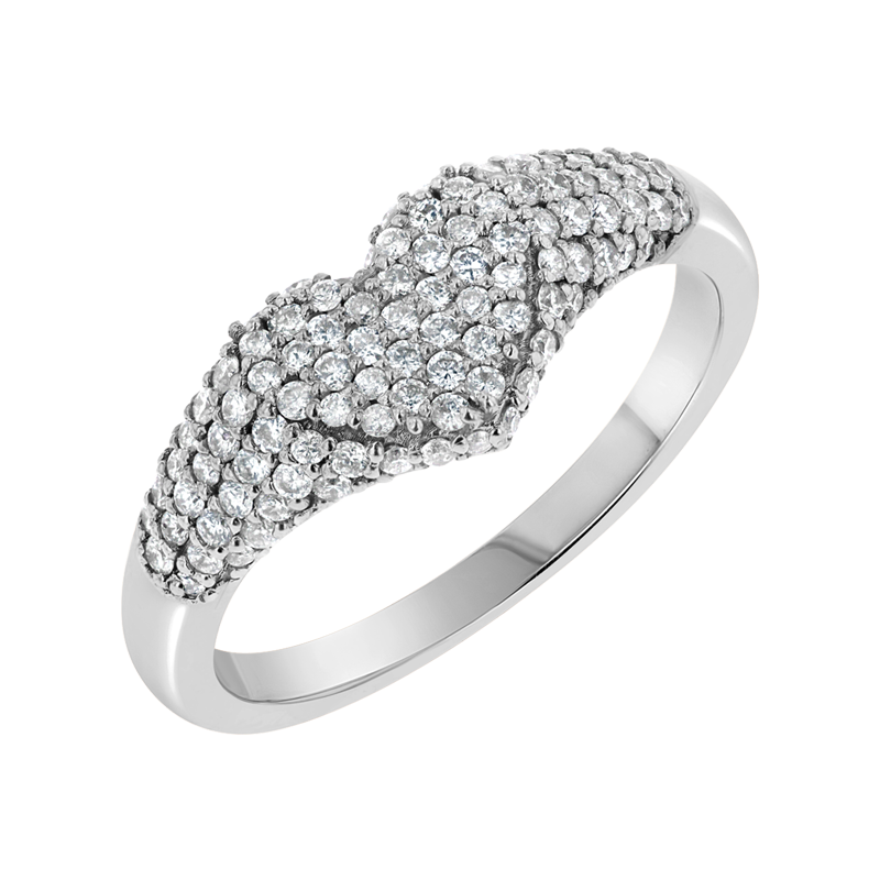 Diamond Heart Pave Signet Ring