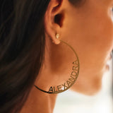 Large Custom Block Name Hoop Earrings