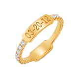 Moyen Diamond U-Pave Engraved Ring