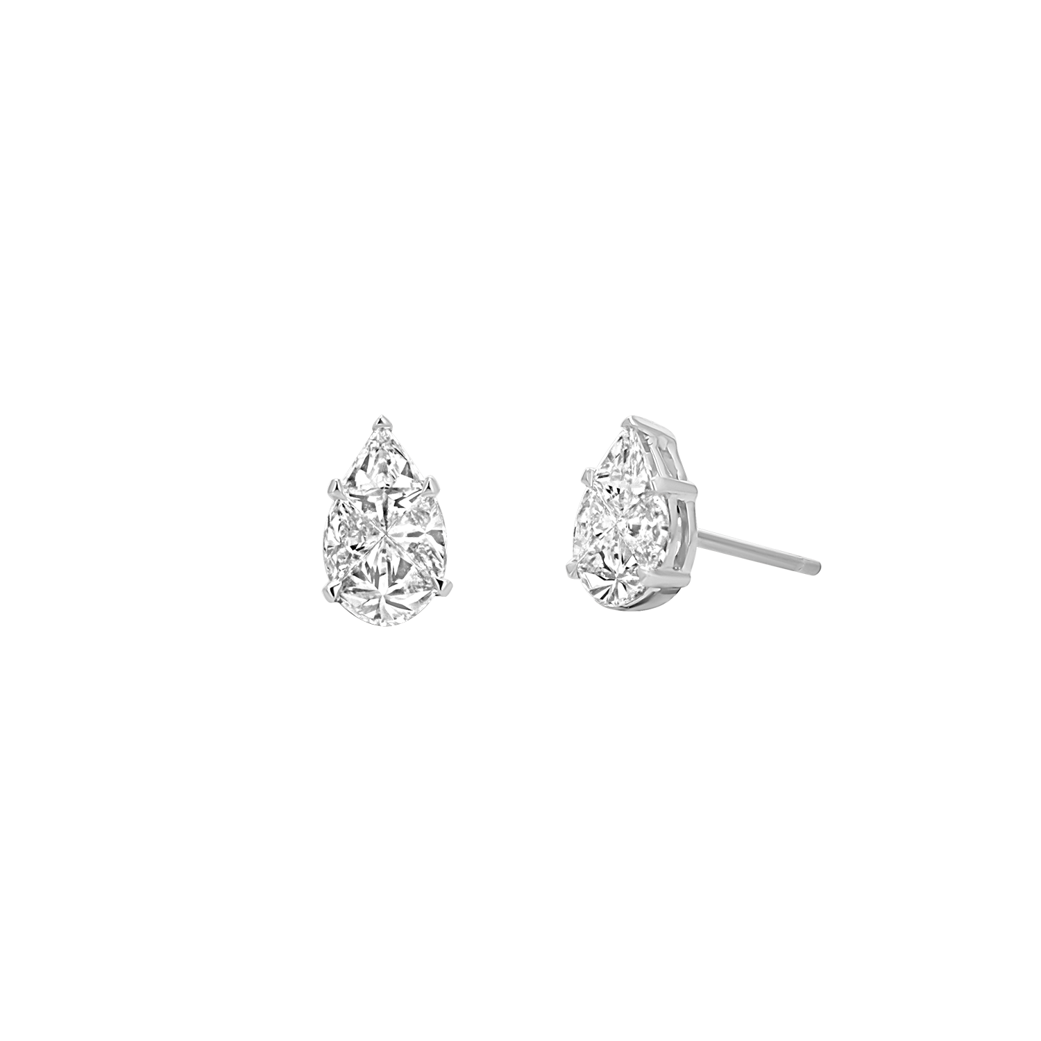 Pear Shape Illusion Set Diamond Stud Earrings